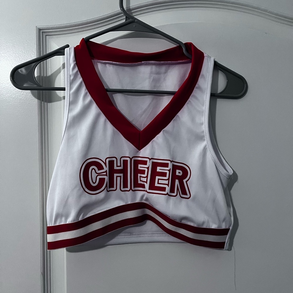 Red and White Cheer Crop Top & Skirt Costume